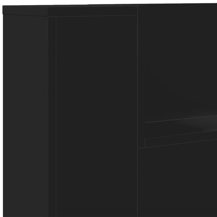 Armoire tête de lit avec LED noir 160x16,5x103,5 cm - Photo n°9