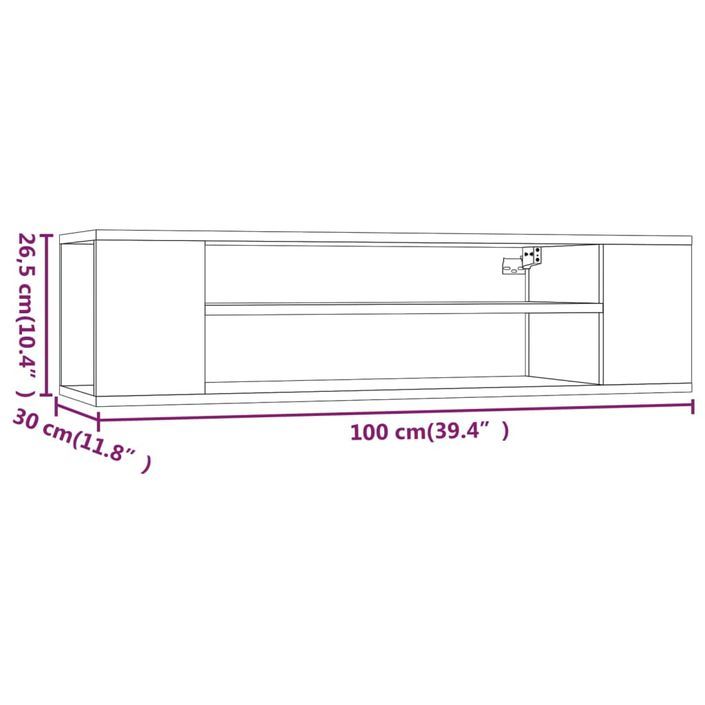 Armoire TV suspendue Chêne marron 100x30x26,5cm Bois Ingénierie - Photo n°8