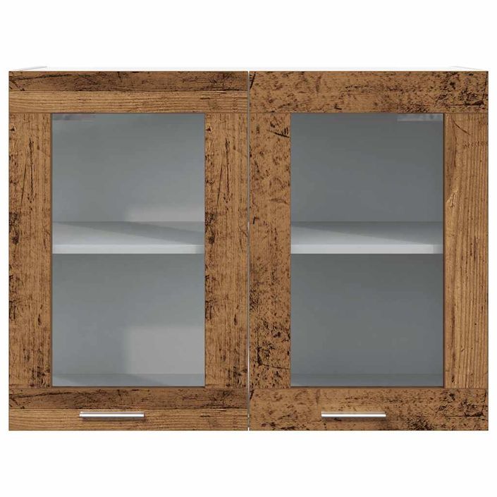 Armoire verre suspendue vieux bois 80x31x60cm bois ingénierie - Photo n°4