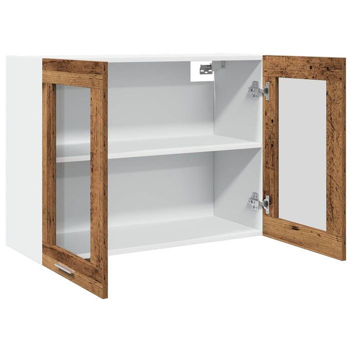 Armoire verre suspendue vieux bois 80x31x60cm bois ingénierie - Photo n°7