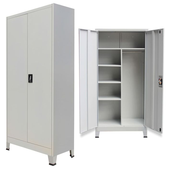 Armoire verrouillable avec 2 portes Acier 90 x 40 x 180 cm Gris - Photo n°2