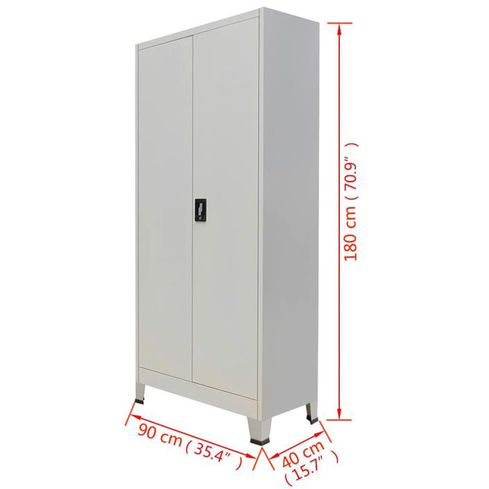 Armoire verrouillable avec 2 portes Acier 90 x 40 x 180 cm Gris - Photo n°9