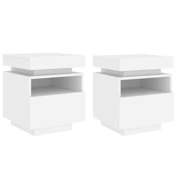 Armoires de chevet avec lumières LED 2 pcs blanc 40x39x48,5 cm - Photo n°1