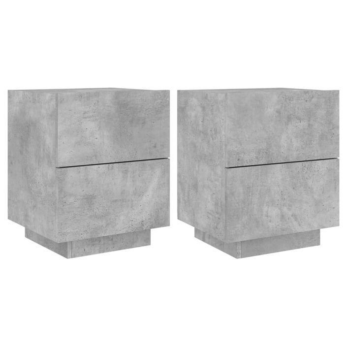 Armoires de chevet et lumières LED 2 pcs gris béton - Photo n°1