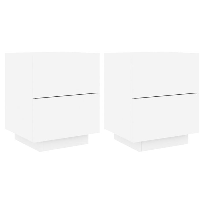 Armoires de chevet et lumières LED 2pcs blanc bois d'ingénierie - Photo n°1