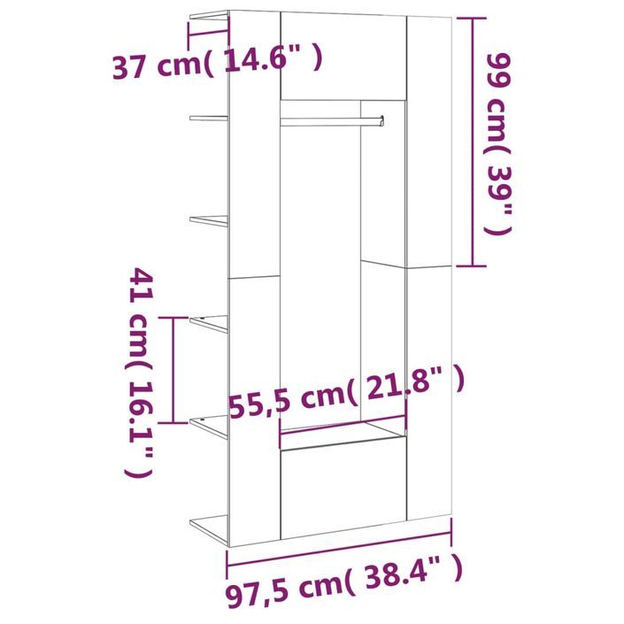 Armoires de couloir 2 pcs blanc Bois d'ingénierie - Photo n°11