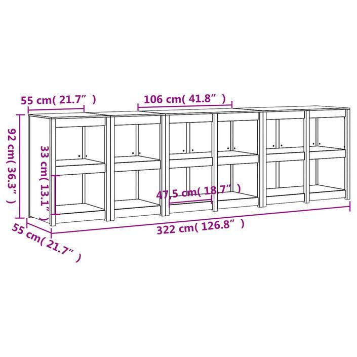 Armoires de cuisine d'extérieur 4 pcs bois de pin massif - Photo n°10