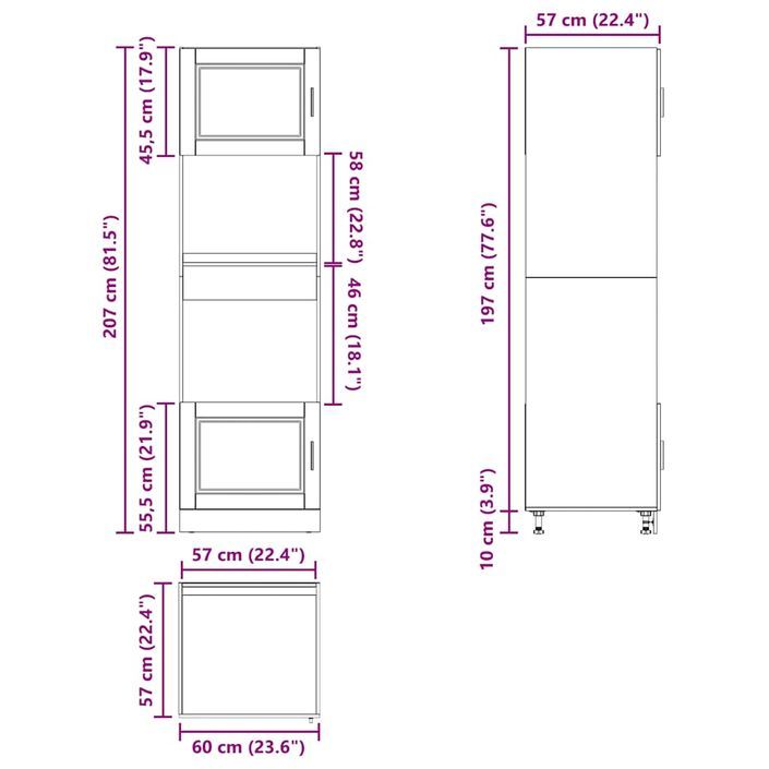 Armoires de four 2 pcs Porto blanc brillant bois d'ingénierie - Photo n°12