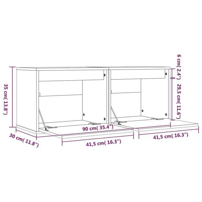 Armoires murales 2 pcs 45x30x35 cm Bois de pin massif - Photo n°12