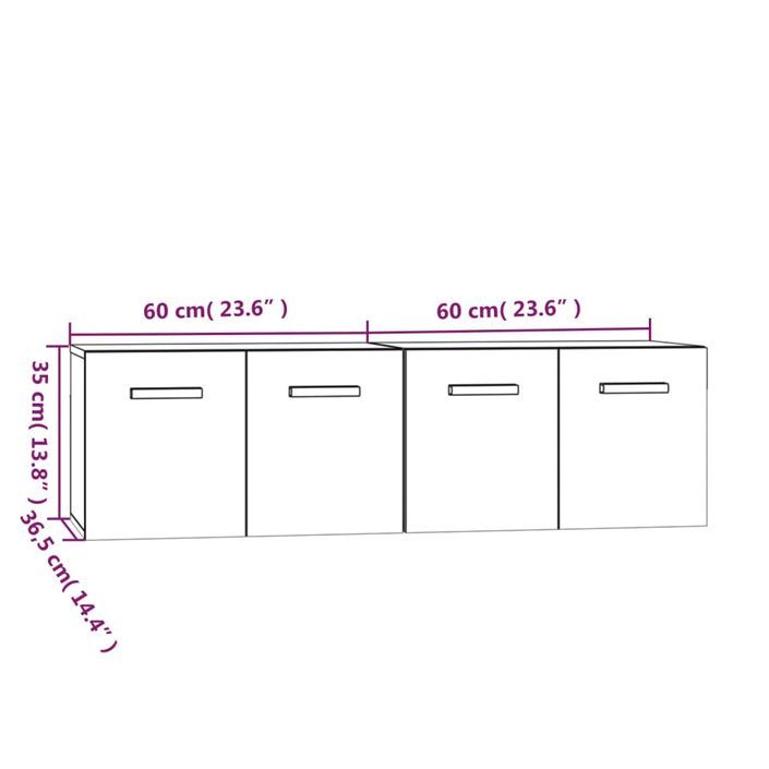 Armoires murales 2 pcs Blanc 60x36,5x35 cm Bois d'ingénierie - Photo n°8