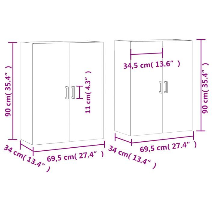 Armoires murales 2 pcs blanc 69,5x34x90 cm - Photo n°12