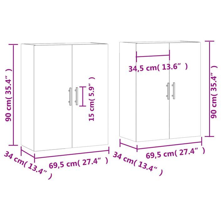 Armoires murales 2 pcs blanc 69,5x34x90 cm - Photo n°12