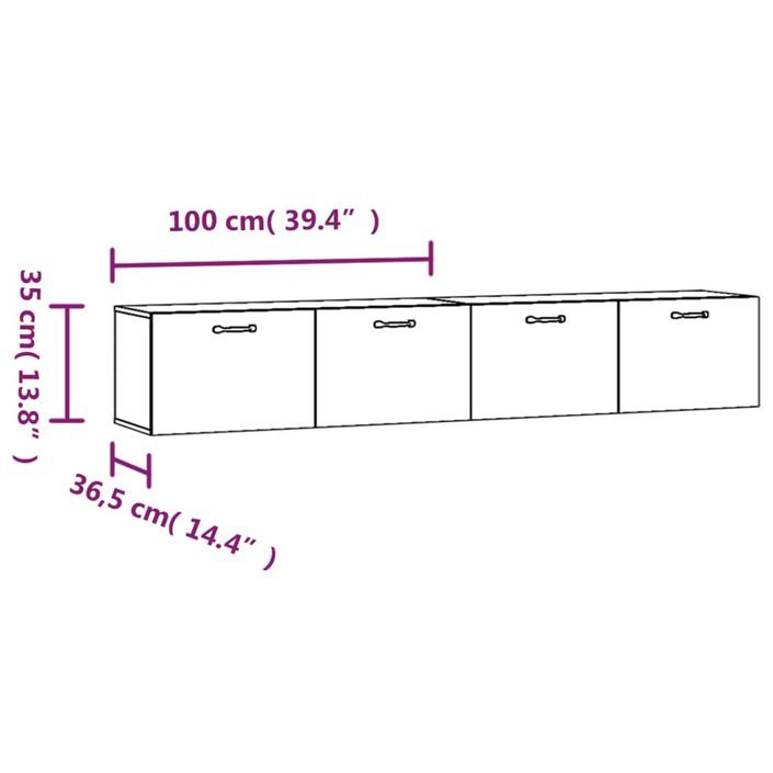 Armoires murales 2 pcs Blanc brillant 100x36,5x35 cm Bois - Photo n°8