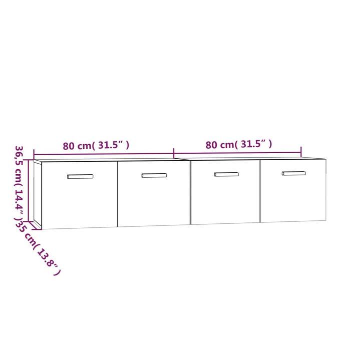 Armoires murales 2 pcs Blanc brillant 80x35x36,5 cm - Photo n°8