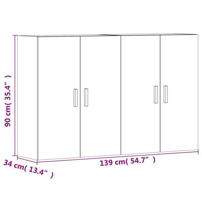 Armoires murales 2 pcs blanc brillant bois d'ingénierie - Photo n°12