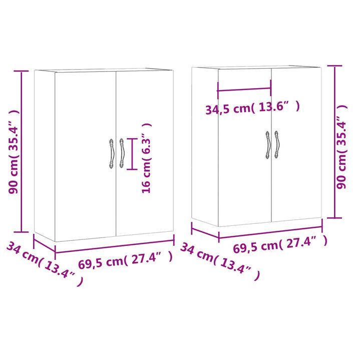 Armoires murales 2 pcs chêne sonoma 69,5x34x90 cm - Photo n°12