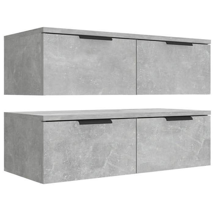 Armoires murales 2 pcs Gris béton 68x30x20 cm Bois d'ingénierie - Photo n°6