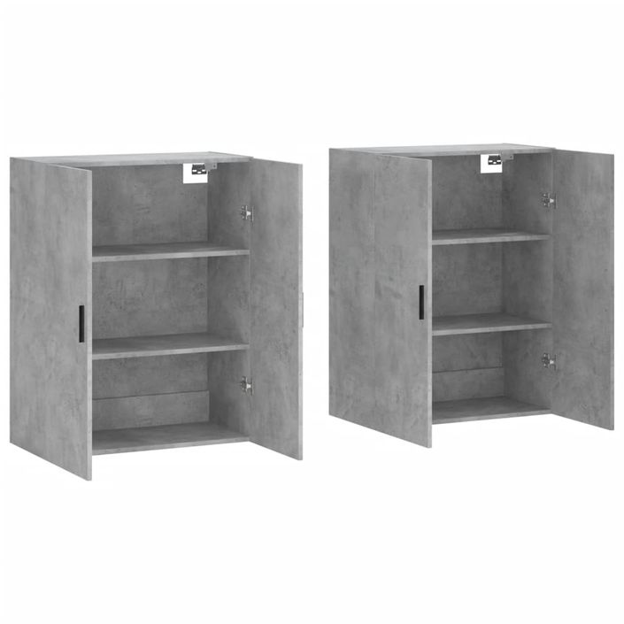 Armoires murales 2 pcs gris béton 69,5x34x90 cm - Photo n°4