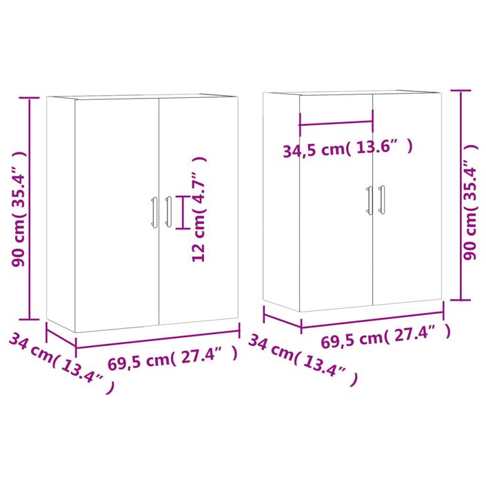 Armoires murales 2 pcs gris béton 69,5x34x90 cm - Photo n°12