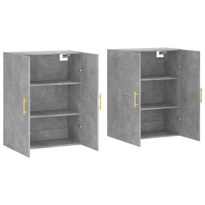 Armoires murales 2 pcs gris béton 69,5x34x90 cm - Photo n°4