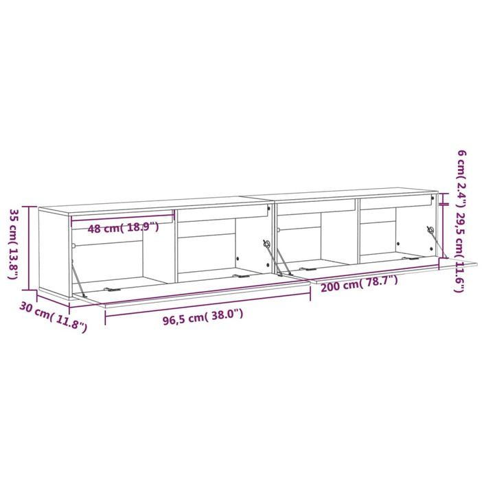 Armoires murales 2 pcs Marron miel 100x30x35 cm Pin massif - Photo n°12