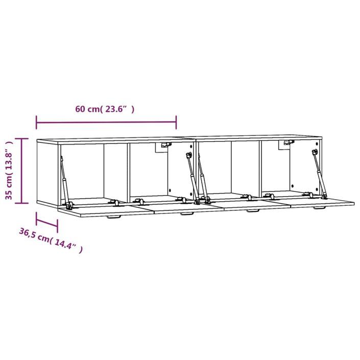 Armoires murales 2 pcs Noir 60x36,5x35 cm Bois d'ingénierie - Photo n°8