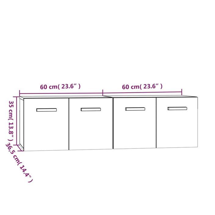 Armoires murales 2pcs Chêne brun 60x36,5x35cm Bois d'ingénierie - Photo n°8