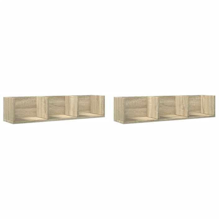 Armoires murales 2pcs chêne sonoma 75x18x16,5cm bois ingénierie - Photo n°1