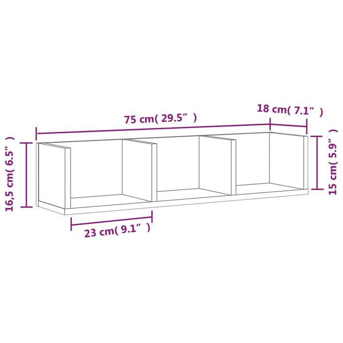 Armoires murales 2pcs chêne sonoma 75x18x16,5cm bois ingénierie - Photo n°11