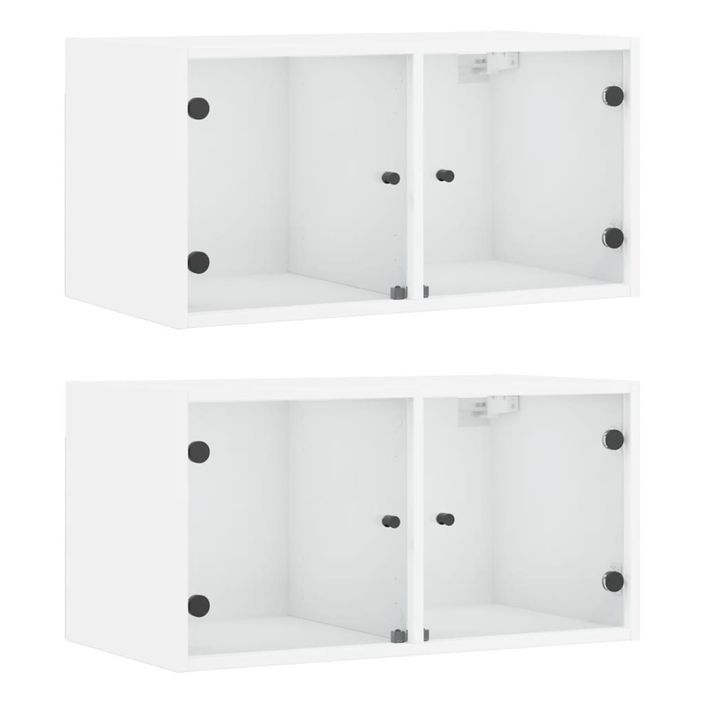 Armoires murales avec portes en verre 2 pcs blanc 68,5x37x35 cm - Photo n°1