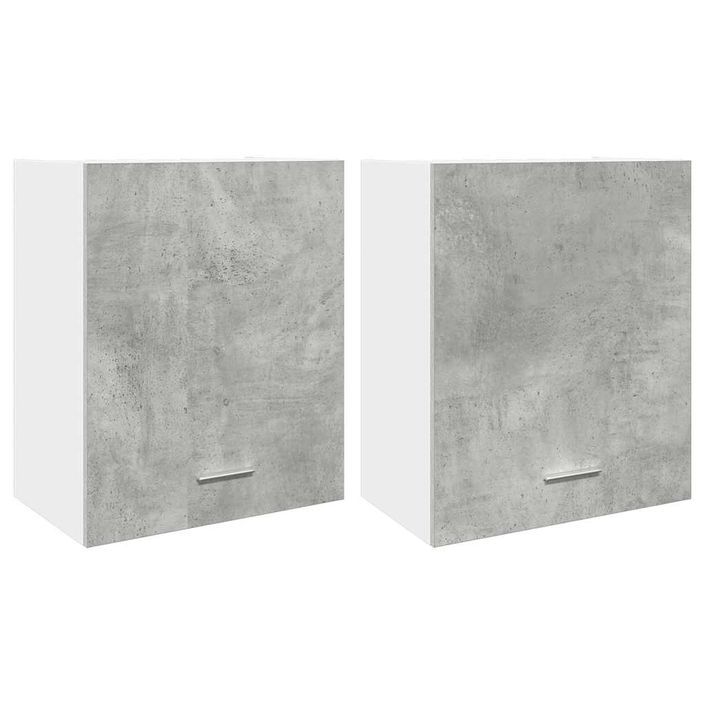 Armoires suspendues 2 pcs Gris béton 50x31x60 cm - Photo n°2