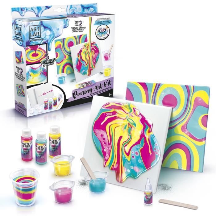 ART LAB Pouring Paint - Kit de Peinture theme Rainbow - Coffret pour enfant - Peinture acrylique - Photo n°1