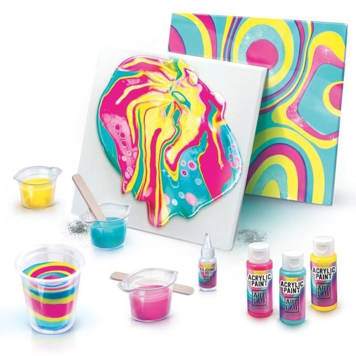 ART LAB Pouring Paint - Kit de Peinture theme Rainbow - Coffret pour enfant - Peinture acrylique - Photo n°4