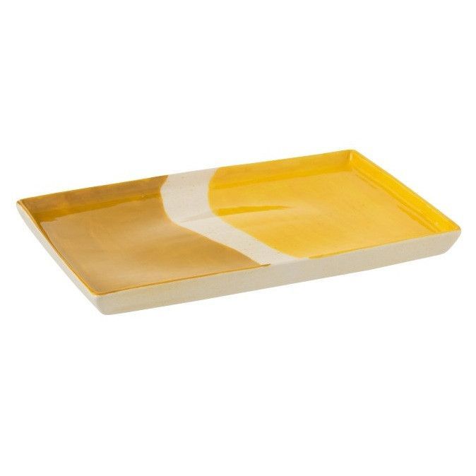 Assiette porcelaine blanc et jaune Nayra - Photo n°1
