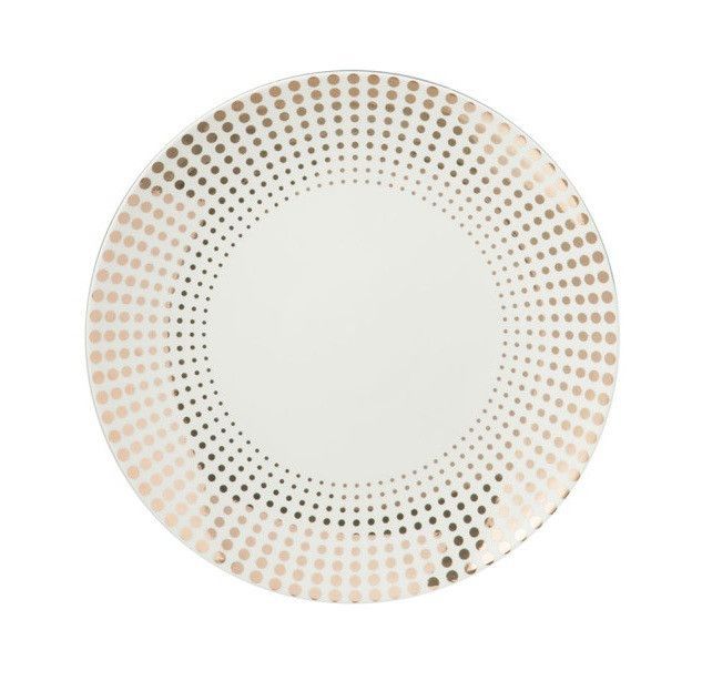 Assiette ronde céramique blanc et doré Narsh D 25 cm - Photo n°2