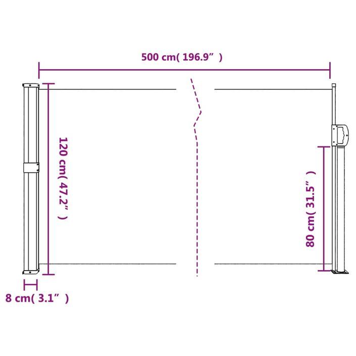 Auvent latéral rétractable anthracite 120x500 cm - Photo n°10