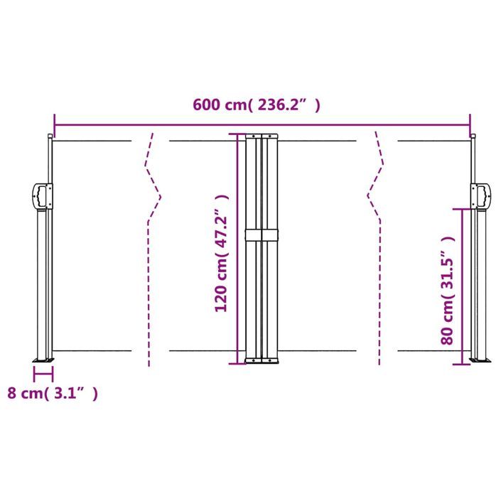 Auvent latéral rétractable anthracite 120x600 cm - Photo n°10