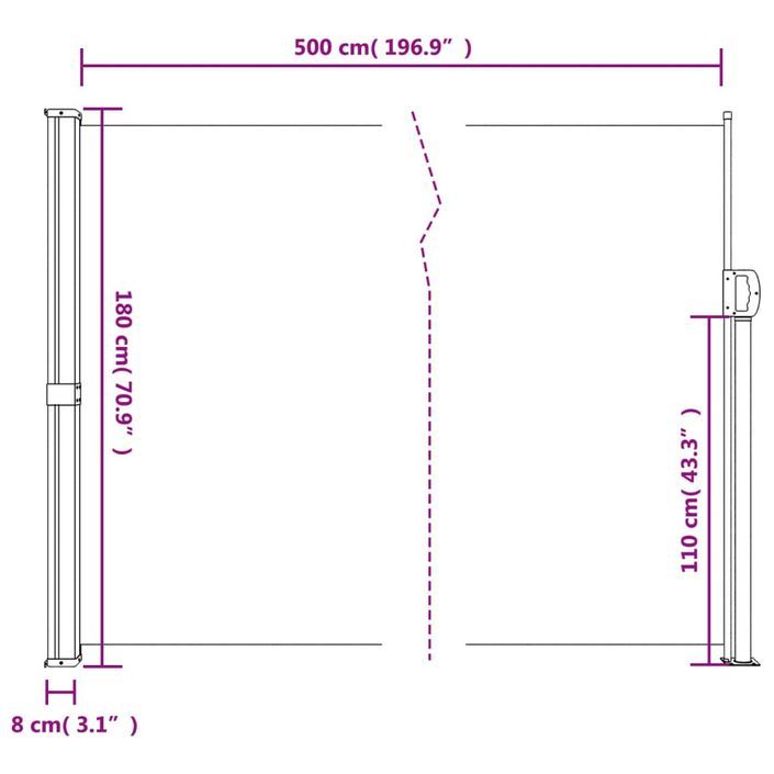 Auvent latéral rétractable anthracite 180x500 cm - Photo n°10