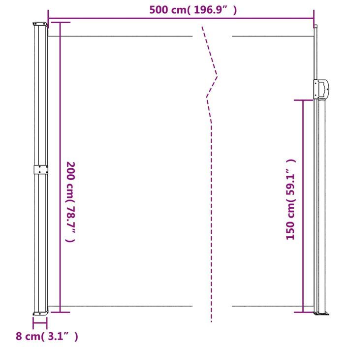 Auvent latéral rétractable anthracite 200x500 cm - Photo n°10