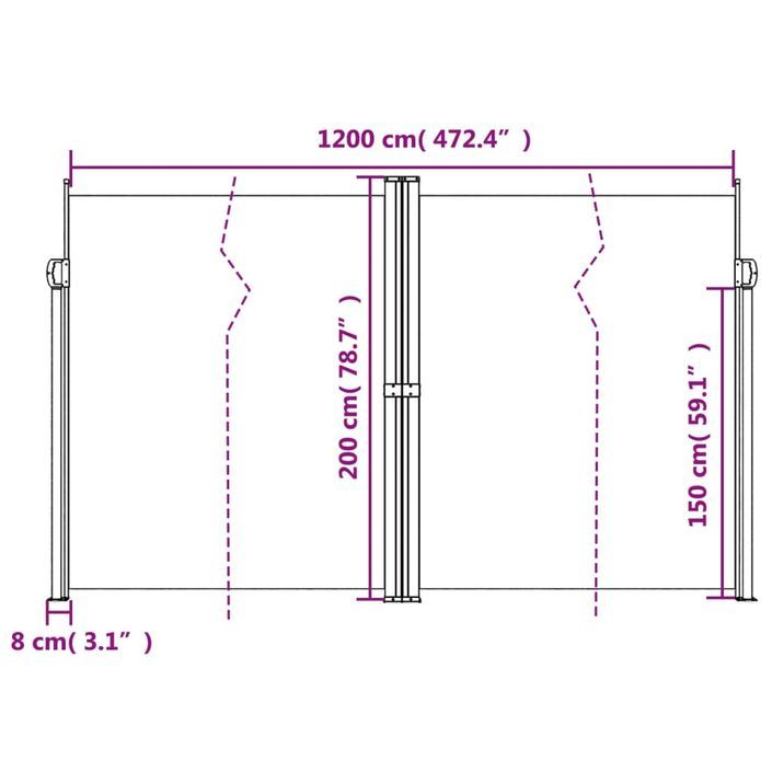 Auvent latéral rétractable anthracite 200x600 cm - Photo n°10