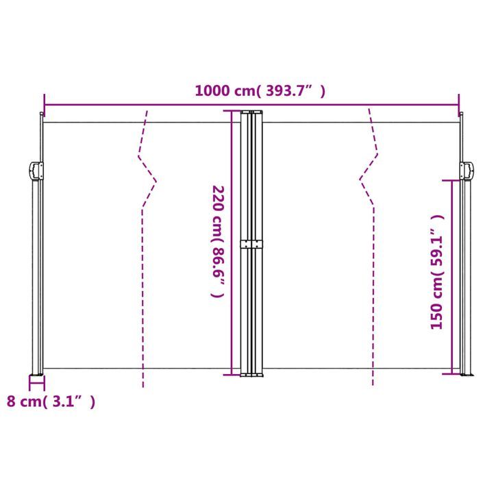 Auvent latéral rétractable anthracite 220x1000 cm - Photo n°10