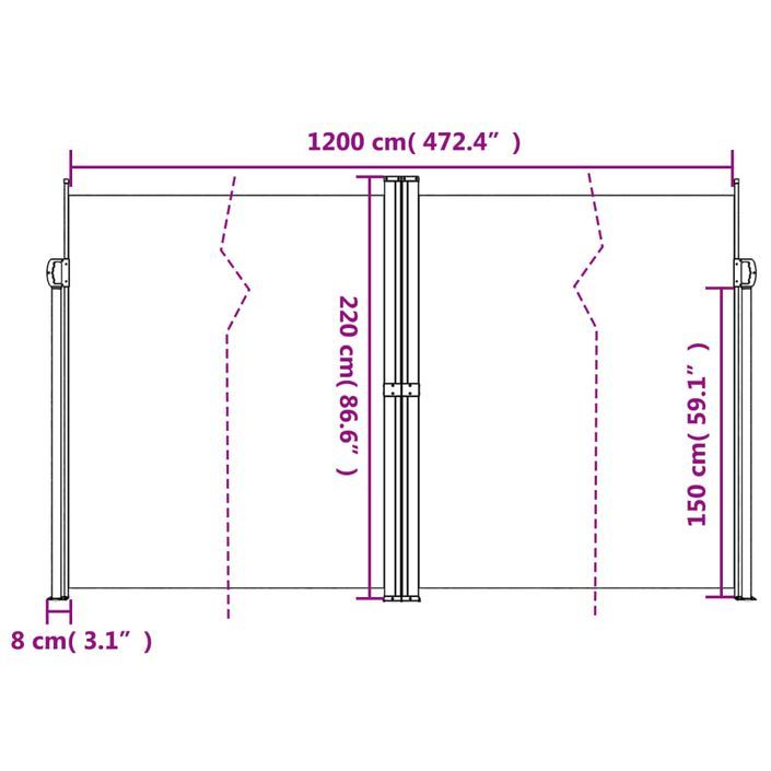 Auvent latéral rétractable anthracite 220x600 cm - Photo n°10