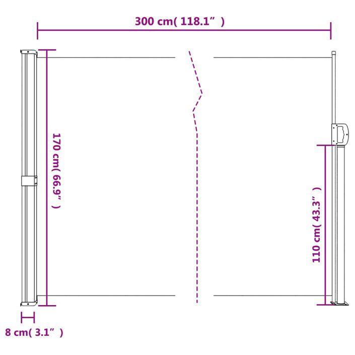 Auvent latéral rétractable beige 170x300 cm - Photo n°10