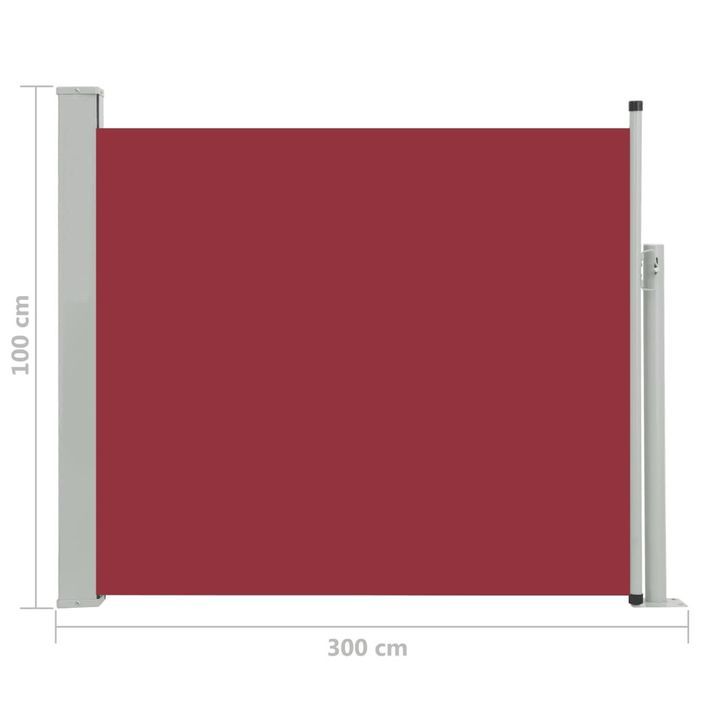 Auvent latéral rétractable de patio 100x300 cm Rouge - Photo n°8