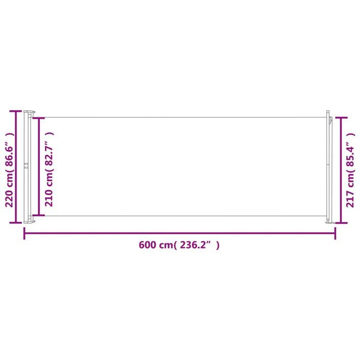 Auvent latéral rétractable de patio 220x600 cm Rouge - Photo n°8