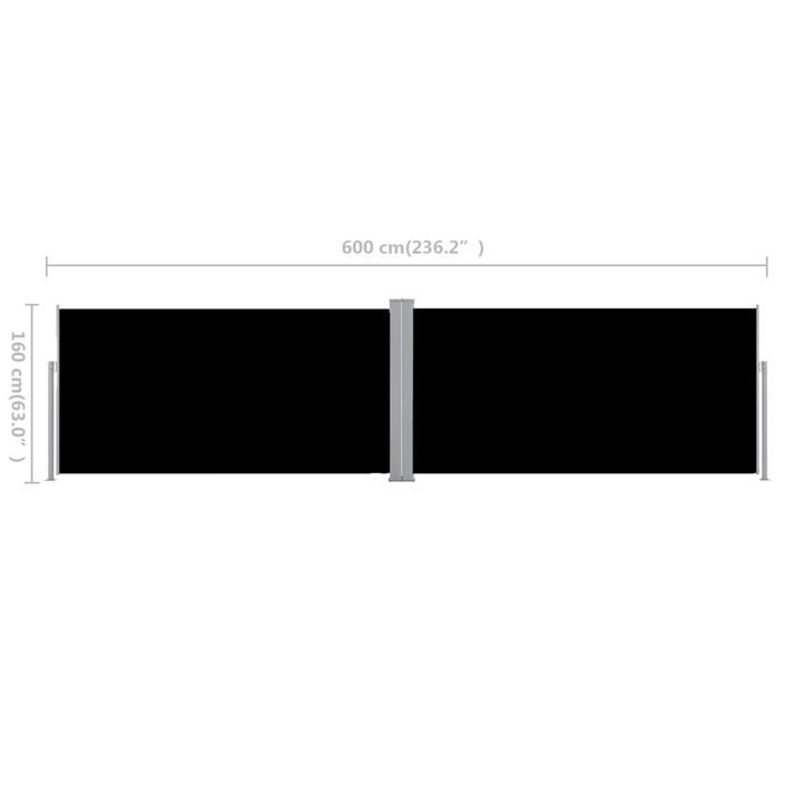 Auvent latéral rétractable Noir 160 x 600 cm - Photo n°10