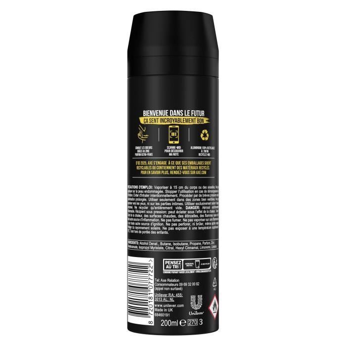 AXE Déodorant Homme Wild Bodyspray - 48h de Fraîcheur Non-Stop - Antibactérien - Lot de 6 x 200 ml - 1,2 L - Photo n°3