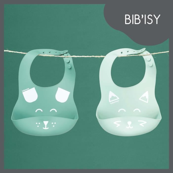 Babymoov Lot de 2 bavoirs en silicone BIB'ISY, avec poche ventrale - Photo n°2