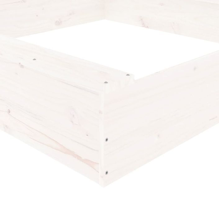 Bac à sable avec sièges blanc carré bois de pin massif - Photo n°7