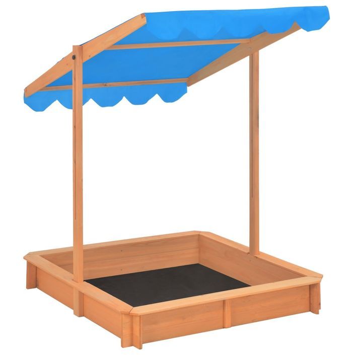Bac à sable avec toit ouvrant Bois de sapin Bleu UV50 - Photo n°5